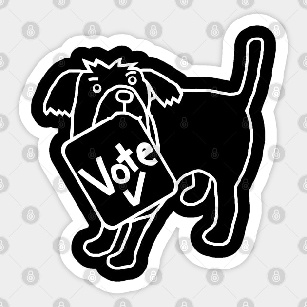 White Line Politics Cute Dog says Vote Sticker by ellenhenryart